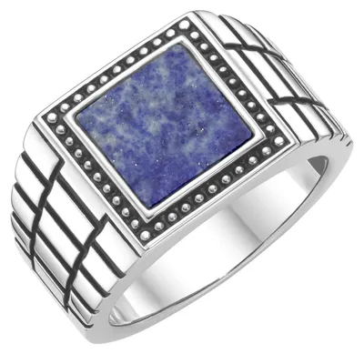 Produktbild von Ring Giorgio Martello Milano Siegelring mit blauer Lapis-Einlage, Silber 925 Blau 64