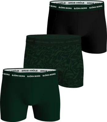 Produktbild von Björn Borg - Herren - Boxershorts Aus Baumwoll-Stretch, 3er-Pack - Bunt/Grün/Schwarz - Gr. S