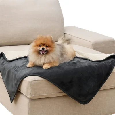 Productafbeelding van Waterdichte hondenbedekking, 100x80 cm, Sherpa fleece, donkergrijs, maat M