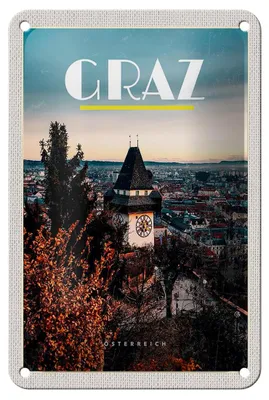 Produktbild von Blechschild Reise 12x18cm Graz Österreich Kirche Altstadt Urlaub Schild