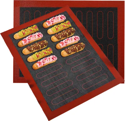 Produktbild von 2 STK Silikon Backmatte 18 Eclairs Pizza GebäCk Non Stick Brot Form Hersteller Oven Blatt Liner  KüChe Werkzeug FüR PläTzchen Brot GebäCk Puff Eclair