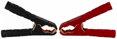 Image de Lot de 2 pinces crocodiles isolées pour batteries de voiture, avec revêtement en cuivre, 300 A, rouge et noir