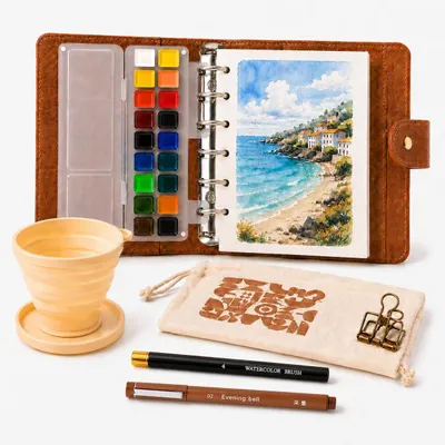 Aquarell-Skizzenbuch-Set, 18 Farben, 300 g Papier, 24 Blatt