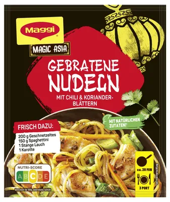 Produktbild von MAGGI Food Travel Fix Gebratene Nudeln 26g, Geschnetzeltes, Lauch, Karotte