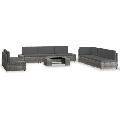 Produktbild von The Living Store 9-tlg. Garten-Lounge-Set Poly Rattan Grau
