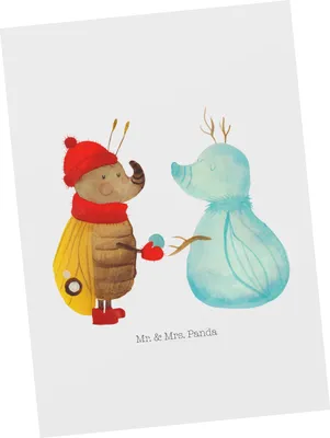 Produktbild von Mr. & Mrs. Panda Postkarte Nachtfalter Schneemann - Weiß - Geschenk, Grußkarte, Weihnachtsgruß, Ansichtskarten, Weihnachten, Ansichtskarte, Schnee, Winter, Fotokarte