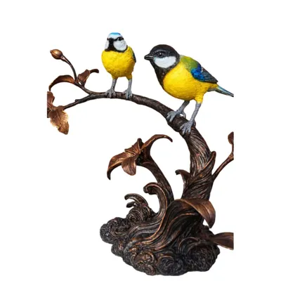 Immagine prodotto di Due bellissimi uccelli su un ramo – Figurina di bronzo – Nuova – Resistente al gelo e alle intemperie – Figurina in metallo da esposizione – BO-BS1562