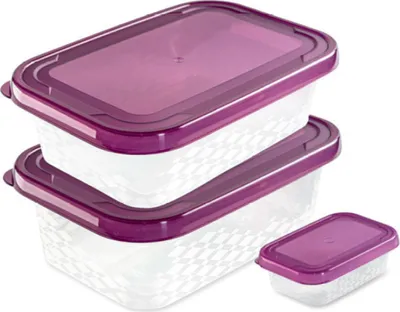 Zdjęcie produktu dla Branq Zestaw pojemników na żywność Ori purple 3 sztuki - prostokątne