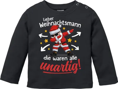 Produktbild von Baby Langarmshirt Weihnachten XMAS Spruch Lustig Die waren allle unartig Babyshirt Weihnachtsoutift MoonWorks®