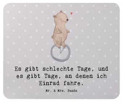 Produktbild von Mr. & Mrs. Panda Mauspad Bär Einrad fahren - Grau Pastell - Geschenk, Sport, laptop, computer mousepad, Mouse Pad