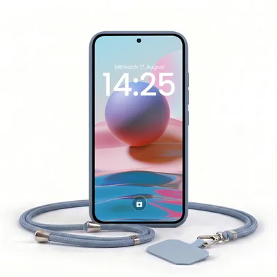 Produktbild von Handyhülle für Xiaomi Redmi Note 10 mit Handykette Band Kordel Hülle Case Schutzhülle Lavendelblau Blau
