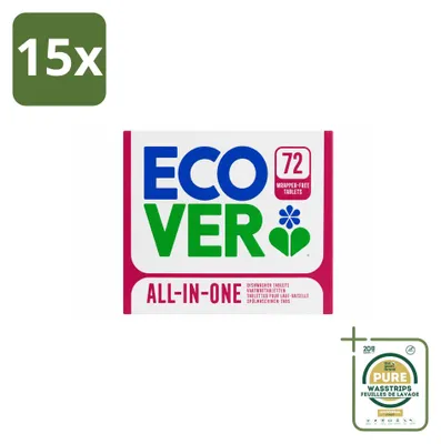Produktbild von 15 x Ecover All-in-One Spülmaschinentabs - Zitrone & Mandarine - Vorratspackung - 15 Stücke