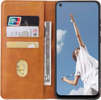 Produktbild von Smartphonica Oppo A52 leren hoesje met  magnetische sluiting en pashouders book case – Bruin