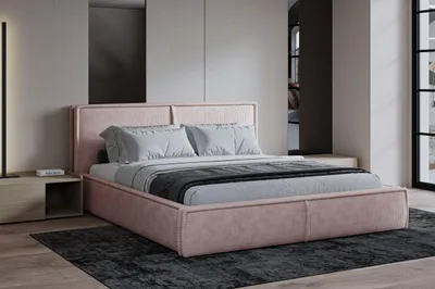 Produktbild von MOEBLO Polsterbett Bett 04 – Doppelbett mit Cord Bezug, Kopfstütze, gepolstertes Kopfteil, Rahmenbettgestell, Bettkasten und Lattenrost - 180x200 - Flamingo (Poso 52)