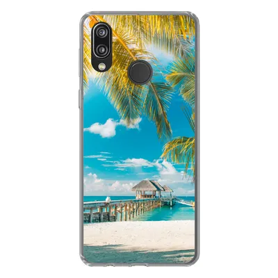 Produktbild von MuchoWow® Handyhülle Schutzhülle Hülle für Huawei P20 Lite (2020) Tropisch - Strand - Palme Silikon Softcase Handy Hülle - Kartenhalter