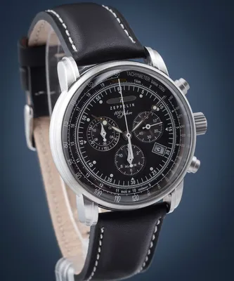 Image de Zeppelin hommes montre 100 ans d'élégance Z7680/2 montre-bracelet en cuir noir UZ7680/2