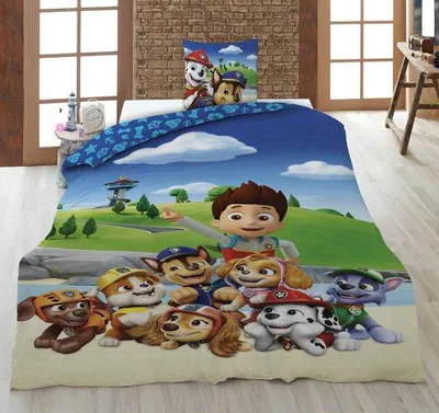 Productafbeelding van Paw Patrol dekbedovertrek Ryder en het team - 140 x 200 cm - 65 x 65 cm - Polyesterkatoen