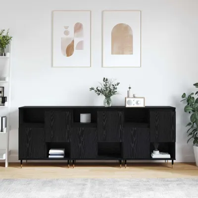 Image de vidaXL, ensembles de meubles de rangement (3 pièces), imitation chêne noir