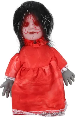 Obrázek produktu pro Strašidelná halloweenská panenka, strašidelná, děsivá, pěší, ovládání hlasem, rekvizity, černé vlasy