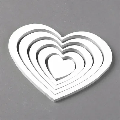 Immagine prodotto di Decorazione da parete Adesivo da parete Cuore 3D Legno 5 pezzi Adesivo murale bianco