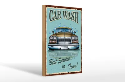 Produktbild von Holzschild Retro 20x30cm Car Wash best service in town