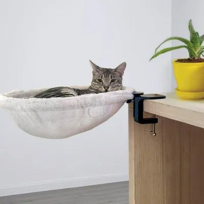 Immagine prodotto di Cuscino a forma di tasca per gatti, ideale per l'ufficio e il soggiorno - Diametro 40 cm - Cuscino morbido per gatti - Pezzo unico - Bianco - Adatto per interni ed esterni - Per gatti - 1 pezzo