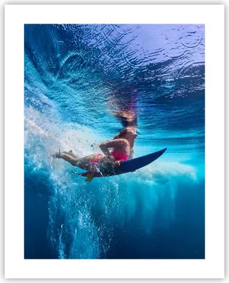Produktbild von Poster - Poster ohne Rahmen - Surfen Frau Unterwasser - 40x50 cm - Wand Bild - Wanddeko - Wandbilder - Kunstposter - Wandposter - Bilder - Kunstdruck - Wanddekoration - Wandbild - P2XPA40x50-4274