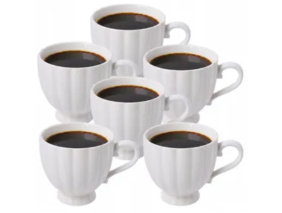 Produktbild von 6er Set Kaffeetassen Rosa 250ml – Keramik Tassen Teetassen Set mit Henkel, Geriffeltes Design, Spülmaschinenfest