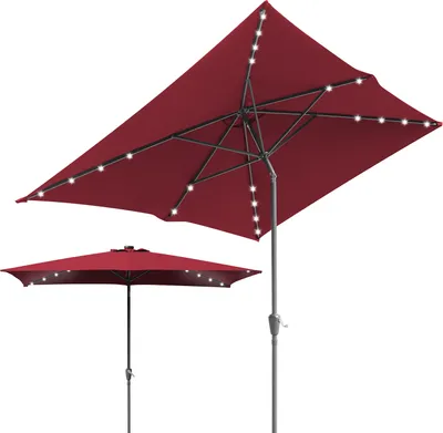 Zdjęcie produktu dla Parasol ogrodowy Clanmacy 200 x 300 cm, parasol z możliwością składania, parasol z korbą, kolor czerwony