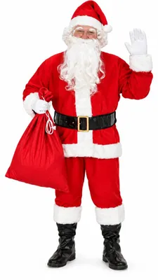 Produktbild von Weihnachtsmann Kostüm Herren 8-teilig, Sack, Bart, Mütze, Gürtel, Größe L