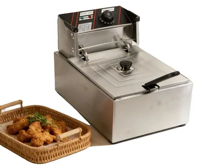 Obrázok produktu pre Elektrická fritéza, objem 6 l, výkon 2500 W, napätie 220 V, teplotný rozsah 60–200 °C, stolová inštalácia