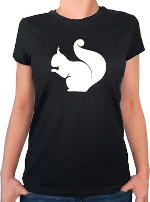 Produktbild von Huuraa Damen T-Shirt Eichhörnchen Silhouette S Black Bio Baumwolle Fairtrade Damenshirt Geschenkidee