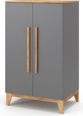 Vitalispa Kinderkleiderschrank Malia, 53.4 x 120 cm, Grau/Eiche