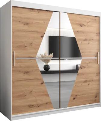 Produktbild von Kleiderschrank, Schiebetürenschrank Schlafzimmer, Schrank mit Spiegel BOLIWIA 200 cm