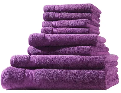 Produktbild von XL-Set 8tlg Frotteetücher Elegance 100% Baumwolle 500 gsm Gästetücher Handtücher Duschtücher Badetücher aubergine