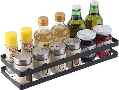 Produktbild von Gewürzregal mit 4 Haken, Edelstahl, zur Küchenorganisation, Wandregal für Gewürzsatz, Küchenaufbewahrung, 40 cm + 1 Küchenbuch