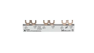 Productafbeelding van Aansluitrailsysteem, 2 polen, 63A, 10mm², vorkmodel (6 modules), EVG-2PHAS/6MODUL, artikelnummer 215642
