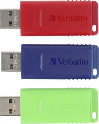 Produktbild von Verbatim Slider - USB-Stick - 3x16 GB, Blau, Rot, Grün, 16 GB, USB Typ-A, 2.0, Dia, 8 g, Blau, Grün, Rot