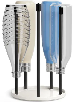 Produktbild von Flaschenhalter für SodaStream – Hochwertiger Keramik-Abtropfständer mit Abtropfschale für 5 SodaStream Crystal Flaschen | Emil White