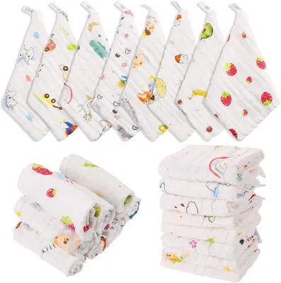 Produktbild von 8 Stück Baby Musselin Waschlappen, Weiche Neugeborene Baby Gesichtstücher, Mehrzweck Baby Handtuch für Baby Handtücher, 25x25cm