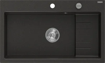 Produktbild von Mexen Omar Granitspüle 1-beckig 800 x 480 mm, schwarz/gold metallic, Syphon Chrom - 6520801005-75