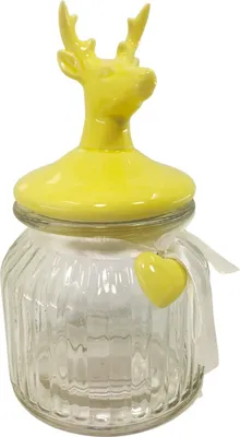 Produktbild von Glas Dose 0,5L mit Hirschdeckel gelb