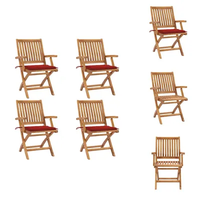 Immagine prodotto di vidaXL Sedie da giardino pieghevoli con cuscini 4 pz. Legno massiccio teak - sedie da giardino