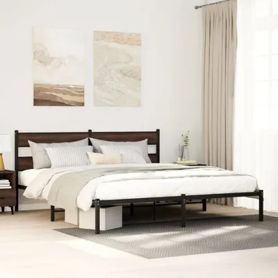 Produktbild von "2026 Promotion" Bettgestell moderne - ohne Matratze - mit Kopfteil - Braun Eiche 183x213 cm - Polsterbett CC24934