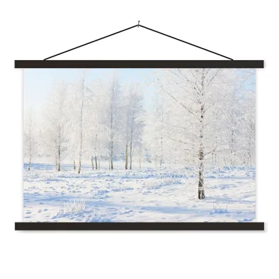 Produktbild von MuchoWow® Textilposter Schnee - Bäume - Winter 60x40 cm mit schwarzem Rahmen - Hölzernes