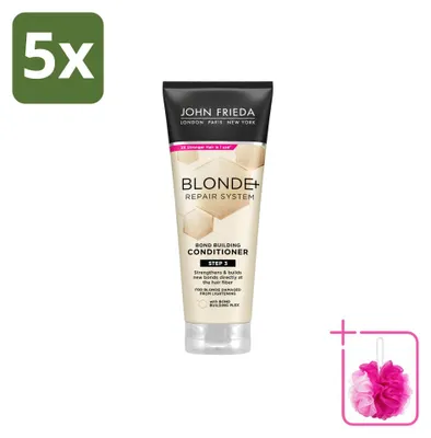 Imagen del producto de 5 unidades de acondicionador reparador para cabello rubio John Frieda Blonde+ - 250 ml cada uno - Paquete económico