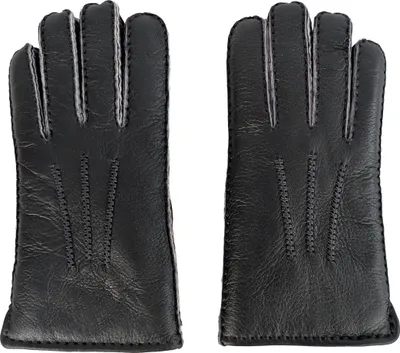 Produktbild von Finger Handschuhe LUX NAPPA Merino Lammfell mit Nappaleder Schwarz S