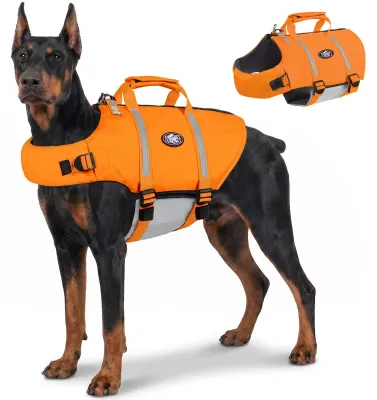 Hunde-Schwimmweste, verstellbar, reflektierend, Orange