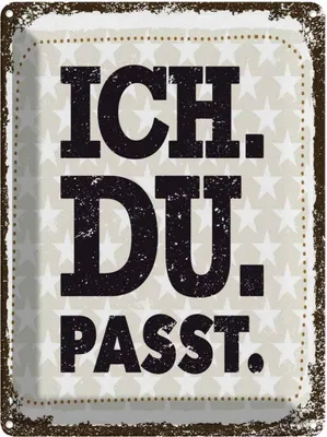 Produktbild von vianmo Blechschild 40x30 cm Ich Du Passt weiß braun Dekoration Spruch Zitat