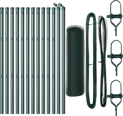 Produktbild von Möbel Zaunset Set aus 2 Waldgrün Pulverbeschichteter Stahl 25 x 0,5 m - Zaunzubehör Neu64028